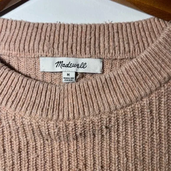 Women's Madewell Patch Pocket Pullover Long Sleeve Oversized Sweater Tan Sz M - Picture 3 of 6